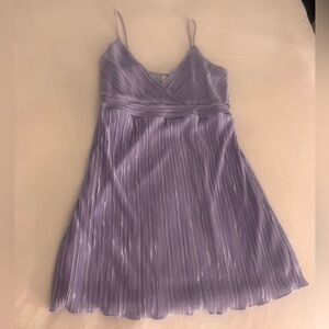 Periwinkle Purple Pleated Mini Dress |L|